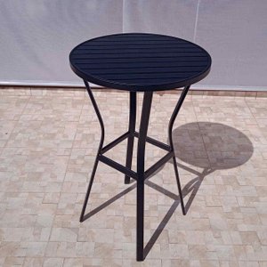 Mesa Alta Bistrô com Tampo Ripado em Alumínio Preto MÓVEIS E LAZER