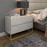 Mesa de Cabeceira para Quarto Lateral Apoio de Cama Eros 60cm 2 Gavetas Estilo Industrial Pé Dourado - 1