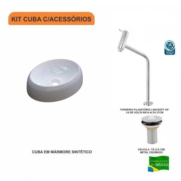 Kit Cuba OV39 com Torneira Link 1062 Metal e Válvula 1 Polegada Compace - 3
