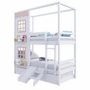 Ver imagem 5 de Treliche Casinha Reta com 02 Janelas e Escorregador Madeira Maciça Branco/ Rosa Housin