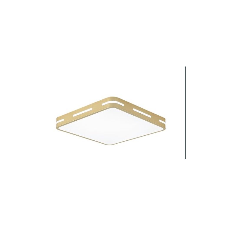 Plafon de Sobrepor Quadrado Dourado 40cm Led 30w 3 em 1 Bivolt Paris Luz