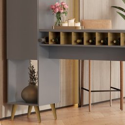 Bancada Balcao Bar Adega 1 PT 8 Nichos WE86 Cinza Mell MPRI - 6