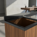 Ver imagem 3 de Lixeira de Madeira Plástica Ecológica com Tampa Basculante - Preta - 96 L