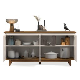 Buffet Decorativo Flow de 4 Portas - Ej Móveis - Off White e Freijó - 6