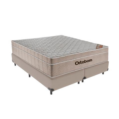 Cama Box Bipartido Queen Bege e Colchão Airtech Springpocket Molas Ensacadas Ortobom