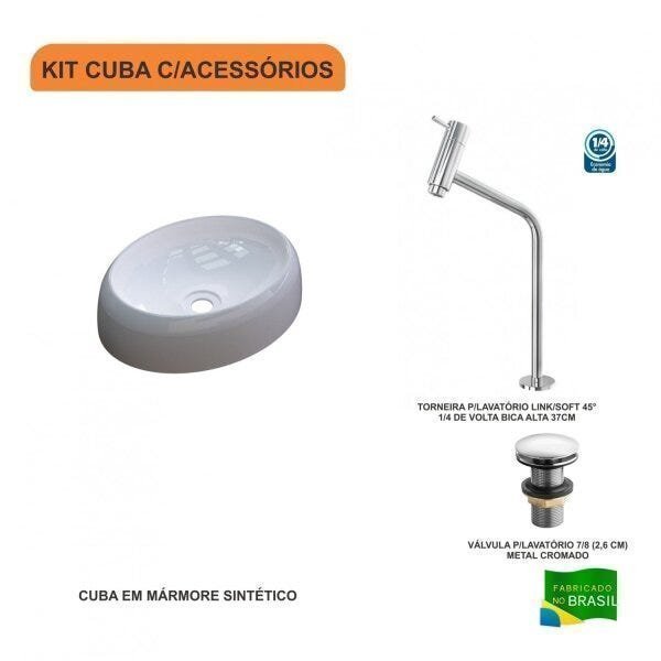 Kit Cuba OV39 com Torneira Link 1062 Metal e Válvula Click 1 Polegada G Compace - 3
