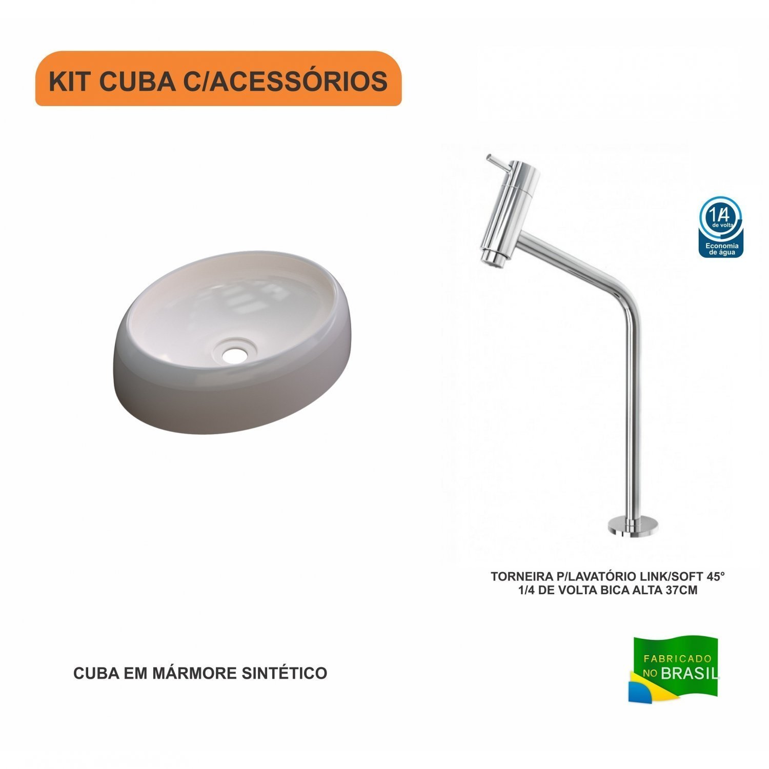 Kit Cuba Ov39 C/torneira Link 1062 Metal 1/4 Volta Compace - 3