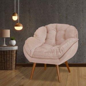 Poltrona Decorativa Agata Veludo Rose - Fortbello Estofados
