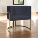 Ver imagem 2 de Poltrona Decorativa Recepção Luna Suede Base Ferro Champagne