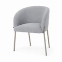 Ver imagem 1 de Poltrona Atena Base Fixa em Metal Cinza Lisa Zari Decor: Linho Cinza Claro
