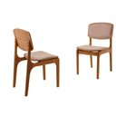 Ver imagem 4 de Conjunto Mesa Noronha com Vidro e 8 Cadeiras Malta Moderna Linho Palha Off White Imbuia