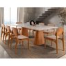 Conjunto Mesa Noronha com Vidro e 8 Cadeiras Malta Moderna Linho Palha Off White Imbuia - 1