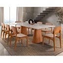 Ver imagem 1 de Conjunto Mesa Noronha com Vidro e 8 Cadeiras Malta Moderna Linho Palha Off White Imbuia