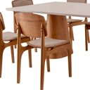 Ver imagem 5 de Conjunto Mesa Noronha com Vidro e 8 Cadeiras Malta Moderna Linho Palha Off White Imbuia
