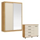 Ver imagem 2 de Cômoda Flora e Guarda Roupa Casal Riva 22515k com Espelho Cinamon Touch Off White Flex - Demóbile