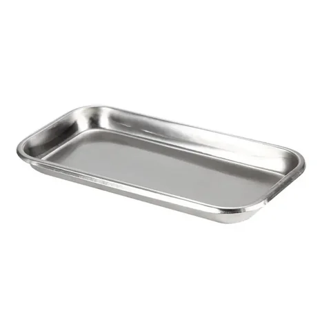 Bandeja na Cor Prata de Aço Inoxidável com Borda Alta