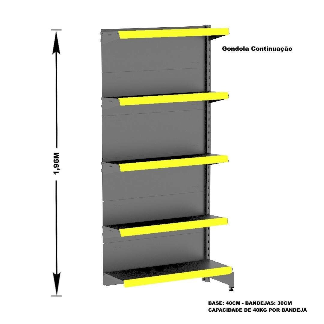 Gondola Parede 196 Amapa Flex Kit 4 Metros Preto Pe Am - Amapá - 2