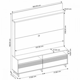 Estante para TV Até 65 Polegadas 2 Portas Freijó Trend/Preto Nt1300 - Notável Móveis - 4
