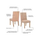 Ver imagem 3 de Conjunto Mesa de Cozinha Yara com Tampo Madeirado com Vidro Curvo 200x90cm e 6 Cadeiras Anne Nature