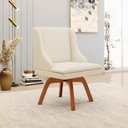 Ver imagem 2 de Kit 2 Cadeiras Decorativas Sala de Jantar Base Giratória de Madeira Firenze Linho Bege/Natural G19 -
