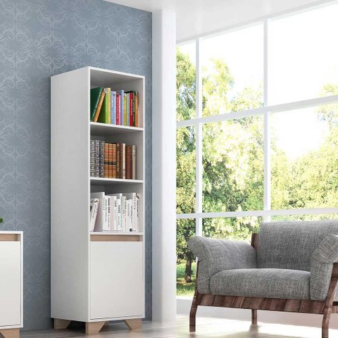 Estante Benevello 1 Porta 4 Prateleiras Mdp Branco/siena