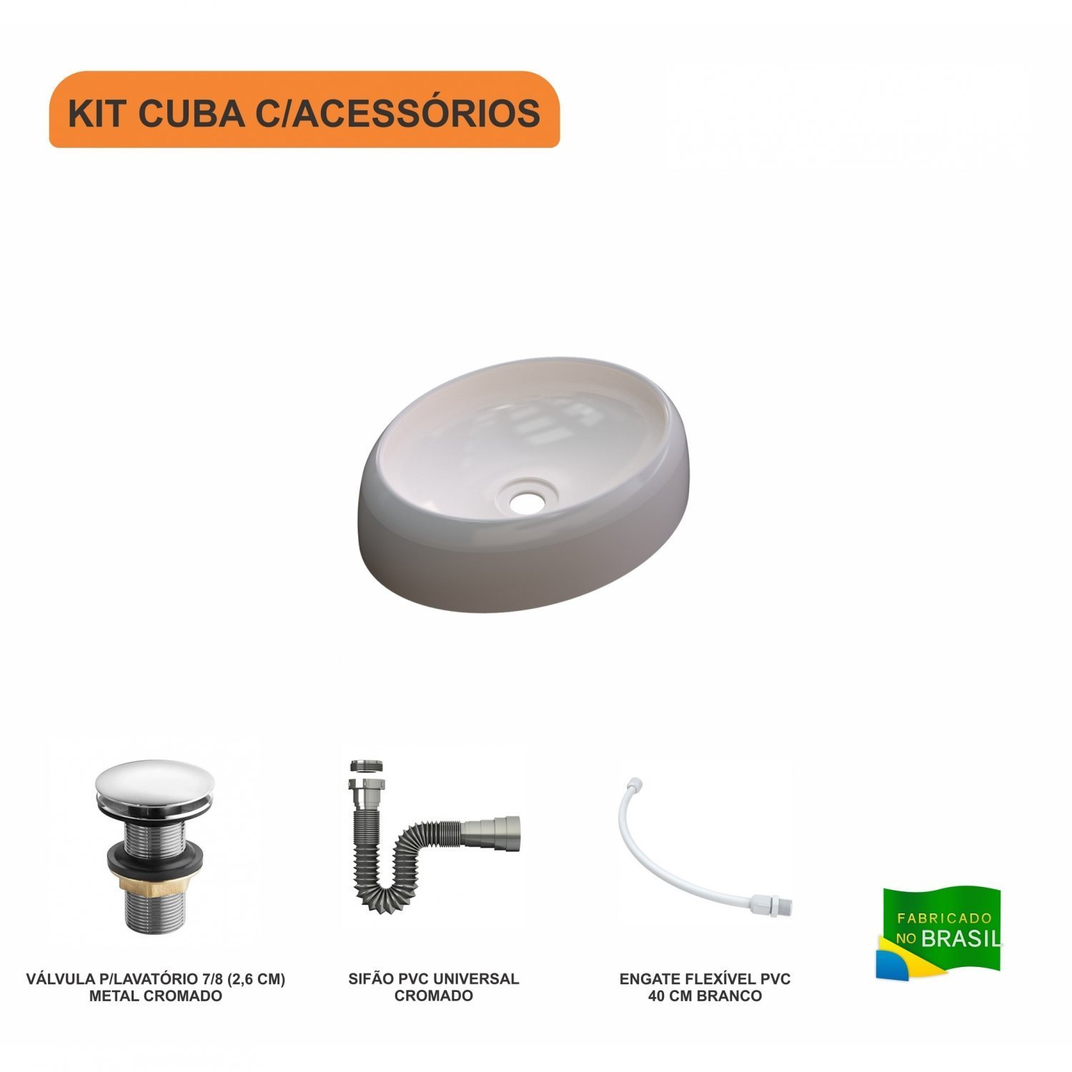 Kit Cuba Ov39 com Válvula Click 1 Polegada G e Sifão Cromado e Flexível Compace - 3