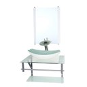 Ver imagem 1 de GABINETE DE VIDRO PARA BANHEIRO 60CM AC CUBA OVAL CHANFRADA BRANCO COM TORNEIRA CASCATA