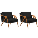 Ver imagem 1 de Kit 2 Poltronas Sala de Estar Madeira Maciça Cerejeira Monique Assento Veludo Preto