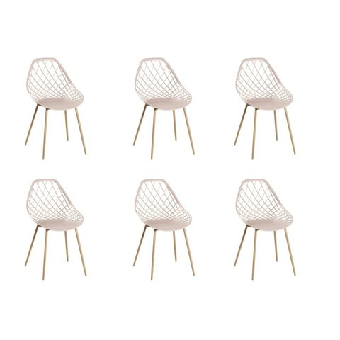 Kit 6 Cadeiras Base Aço Cloe Nude