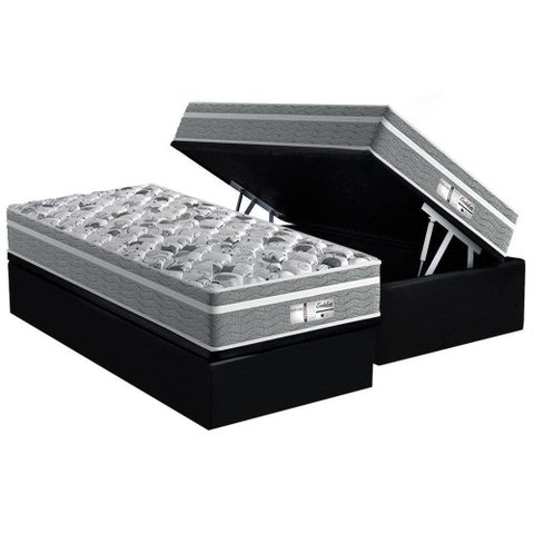 Cama Box Baú Solteiro: Colchão Molas Ensacadas Probel MasterPocket ProDormir Evolution + Base CRC