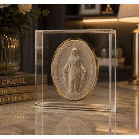 Quadro Acrílico Nossa Senhora Das Graças Resina 15x15x5cm - Box Luxo Religioso