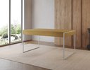Ver imagem 1 de Mesa Industrial Filadélfia 120x75 Ferro Branco Tampo Canela