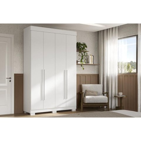 Guarda Roupa Solteiro 4 Portas e 2 Gavetas Ágata Branco - Acp