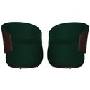 Ver imagem 2 de Kit 2 Poltronas Organica Beatriz Suede Verde C/ Composê Corano Marrom - Lm Decor