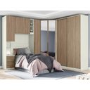 Ver imagem 2 de Quarto Modulado Solteiro Seletto 5 Peças Areia/Jequitibá com Espelho - Móveis Henn
