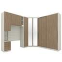 Ver imagem 1 de Quarto Modulado Solteiro Seletto 5 Peças Areia/Jequitibá com Espelho - Móveis Henn