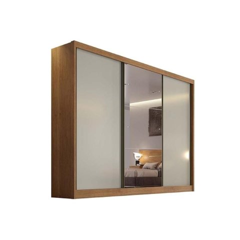 Guarda Roupa Solteiro 3 Portas (1 C- Espelho) e 6 Gavetas Toulon-sonetto Plus Cumaru-fendi