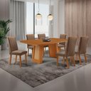 Ver imagem 1 de Mesa Carolina 6 Lugares Retangular MDF 180cm com Cadeiras Lira Caramelo Moderna