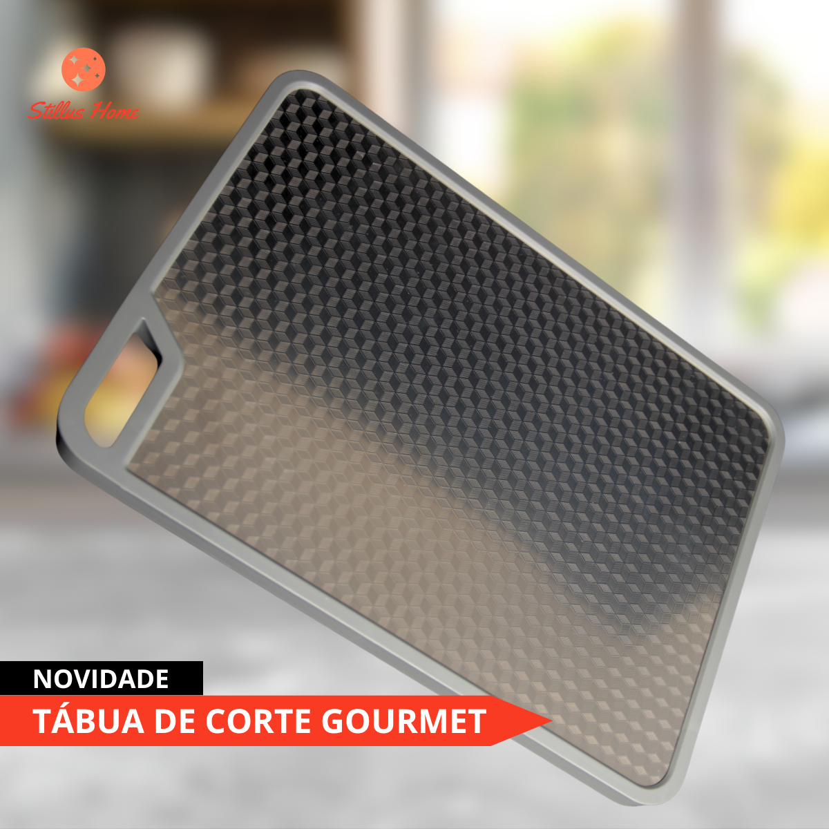 Tábua de Corte Gourmet Retangular Dupla Inox e Polietileno - 2