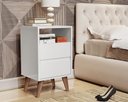 Ver imagem 1 de Mesa de Cabeceira Classic Plus 2 Gavetas Pés Palito Retrô Branco - Comprar Moveis em Casa