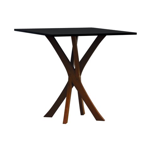 Mesa de Jantar Tiê Tampo Quadrado 80x80 Amêndoa/Preto