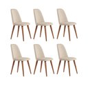 Ver imagem 1 de Conjunto com 6 Cadeiras de Madeira Maciça Estofada New Drop - Natural C/ Linho Bege - Cobre