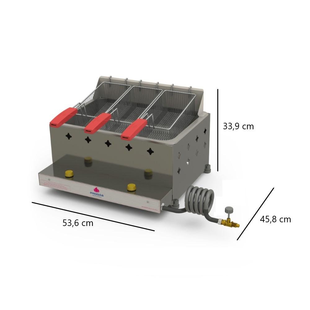 Fritadeira Fritador Retangular Óleo 10 Litros 3 Cestos Cuba Gastronômica Cozinha Versátil Progá - 2
