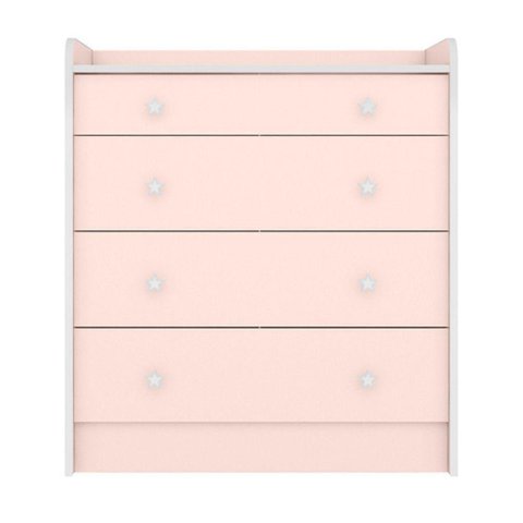 Gaveteiro Infantil com 4 Gavetas Bari Rosa Acetinado