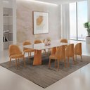 Ver imagem 2 de Sala de Jantar Mesa Florida 220cm Tampo Laqueado com Vidro e 8 Cadeiras Suiça
