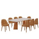 Ver imagem 1 de Sala de Jantar Mesa Florida 220cm Tampo Laqueado com Vidro e 8 Cadeiras Suiça