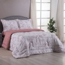 Ver imagem 2 de Kit Edredom Cobertor Zurique Queen Dupla Face Micropercal Estampado 400 Fios 3 Peças Floral Rosê