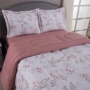 Ver imagem 3 de Kit Edredom Cobertor Zurique Queen Dupla Face Micropercal Estampado 400 Fios 3 Peças Floral Rosê