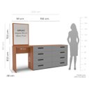Ver imagem 3 de Cômoda Penteadeira Lisboa 8 Gavetas com Espelho 209x160cm Cinza/Freijó 250798