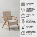 Ver imagem 4 de Poltrona Decorativa Sala Estofada Linho Pés Madeira